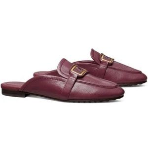 NWOB Tory Burch Georgia Mule Vintage Eggplant Size 7 leather mule flats